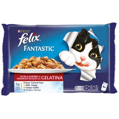 FELIX FANT/GELAT CARN P/GATO 4X100GR