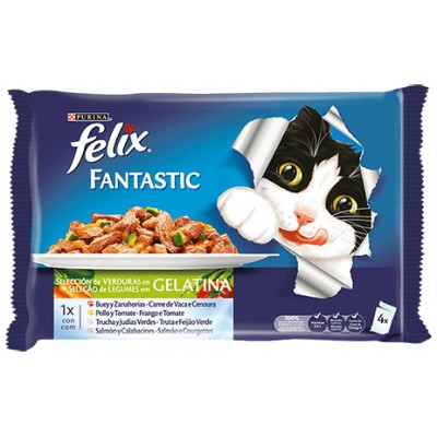 FELIX FANT/GELAT VERD P/GATO 4X100GR