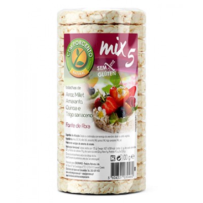 BOLACHA ARROZ MIX 5 100% 100GR