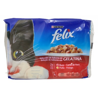 FELIX GELATINA P/GATO 4X100GR